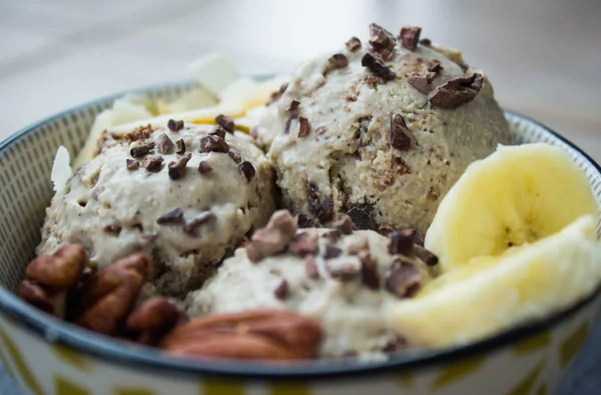 Banana Chocolate Fudge Ice cream (vegan + gf + sugar-free)
