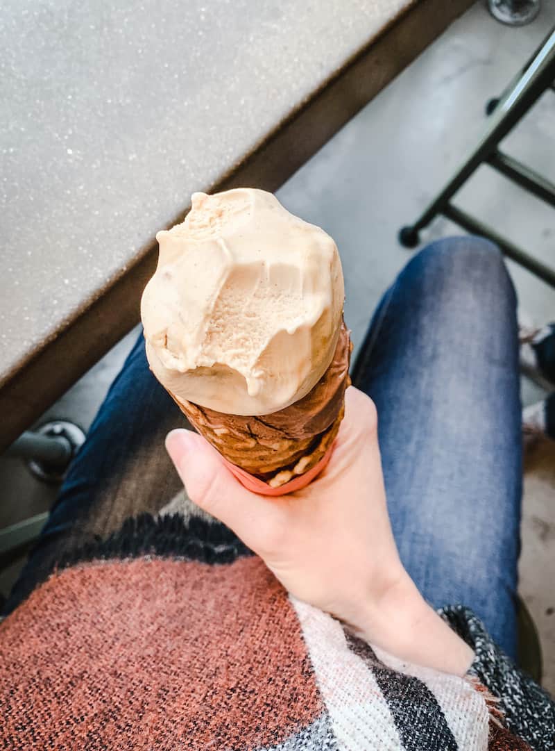 My Favourite Vegan restaurants in Seattle - Vancouver with Love. Image of Frankie & Jo's Persimmon ice cream.