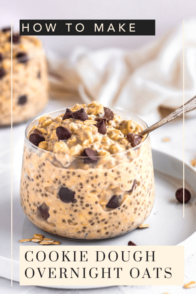 Who doesn't want Cookie Dough Overnight Oats? 7 ingredients and 5 minutes are all it takes to make this easy overnight oats recipe. Perfect as a healthy gluten free, vegan breakfast or on-the-go snack!