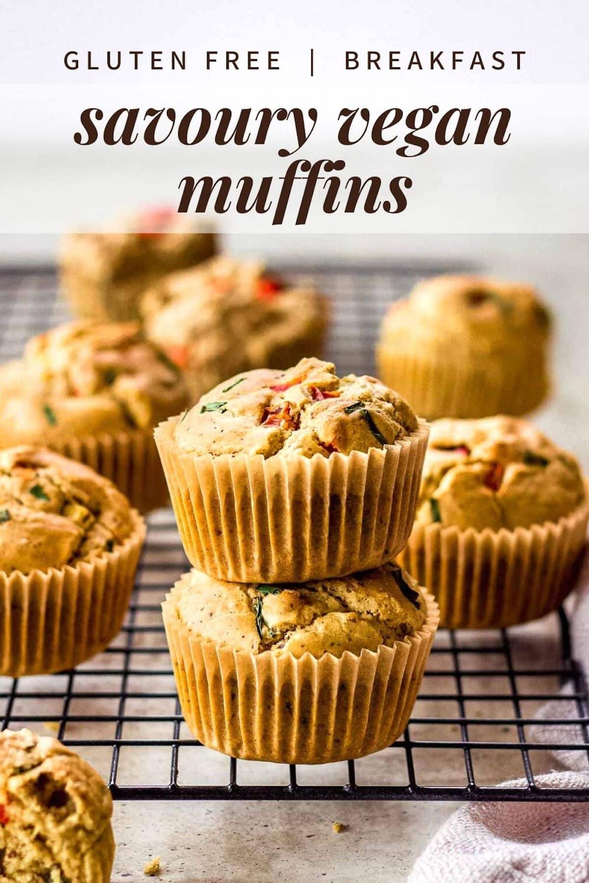 Looking for a quick vegan breakfast? These gluten free savoury muffins are easy to make and totally customizable. They're a great kids packed lunch idea too.
