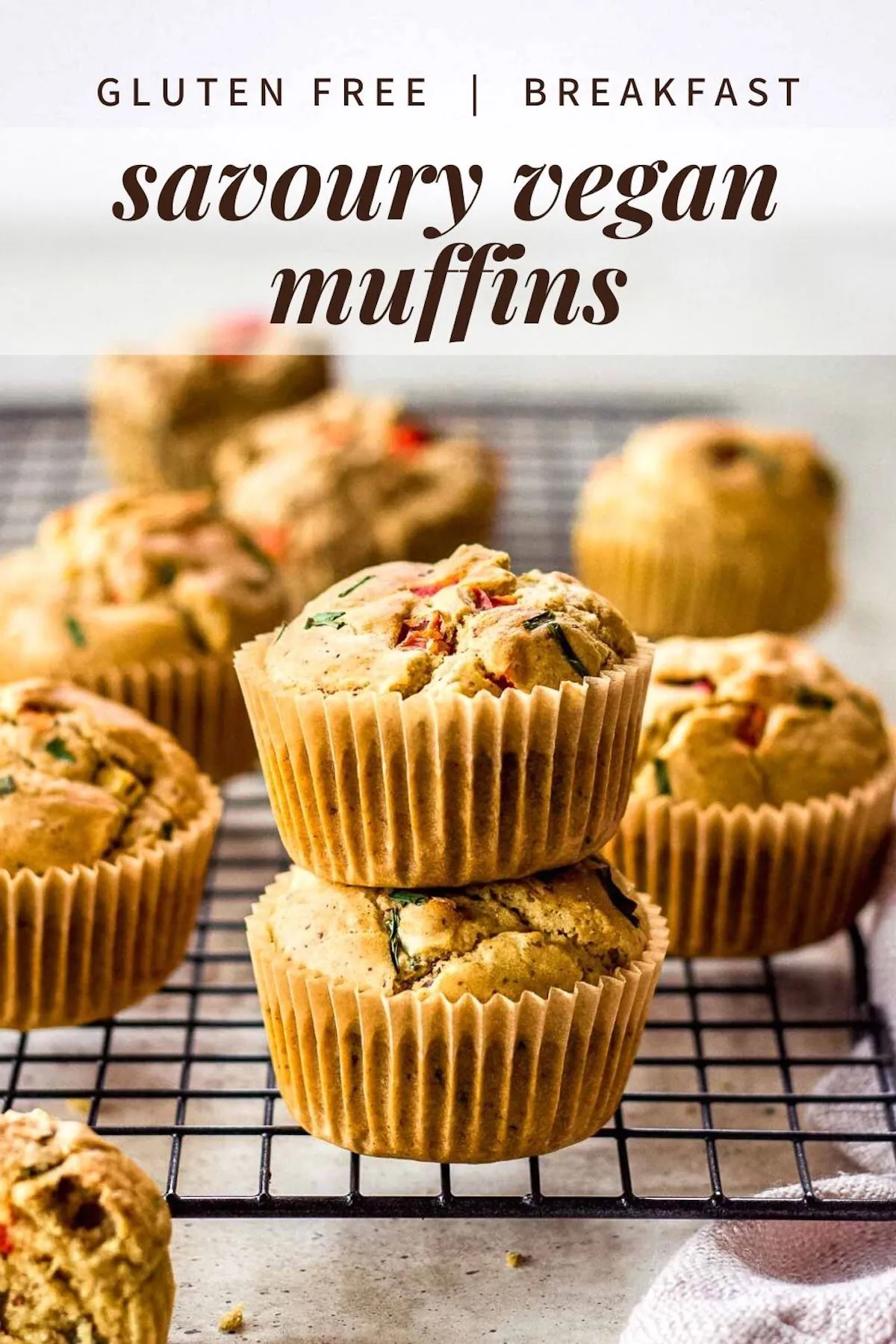 Looking for a quick vegan breakfast? These gluten free savoury muffins are easy to make and totally customizable. They're a great kids packed lunch idea too.
