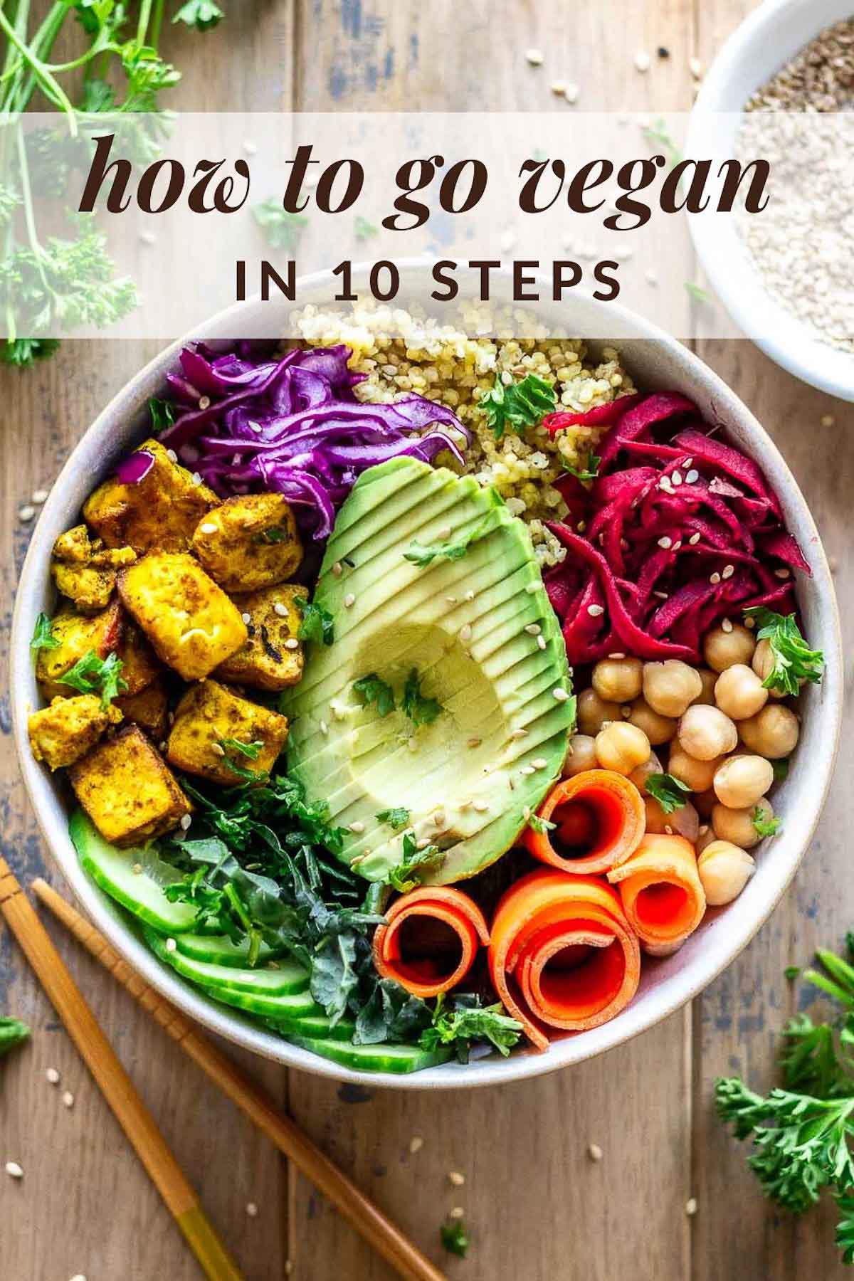 Wondering how to go vegan for beginners but not sure where to start or what you can eat? Follow these 10 steps to make becoming a vegan a breeze!