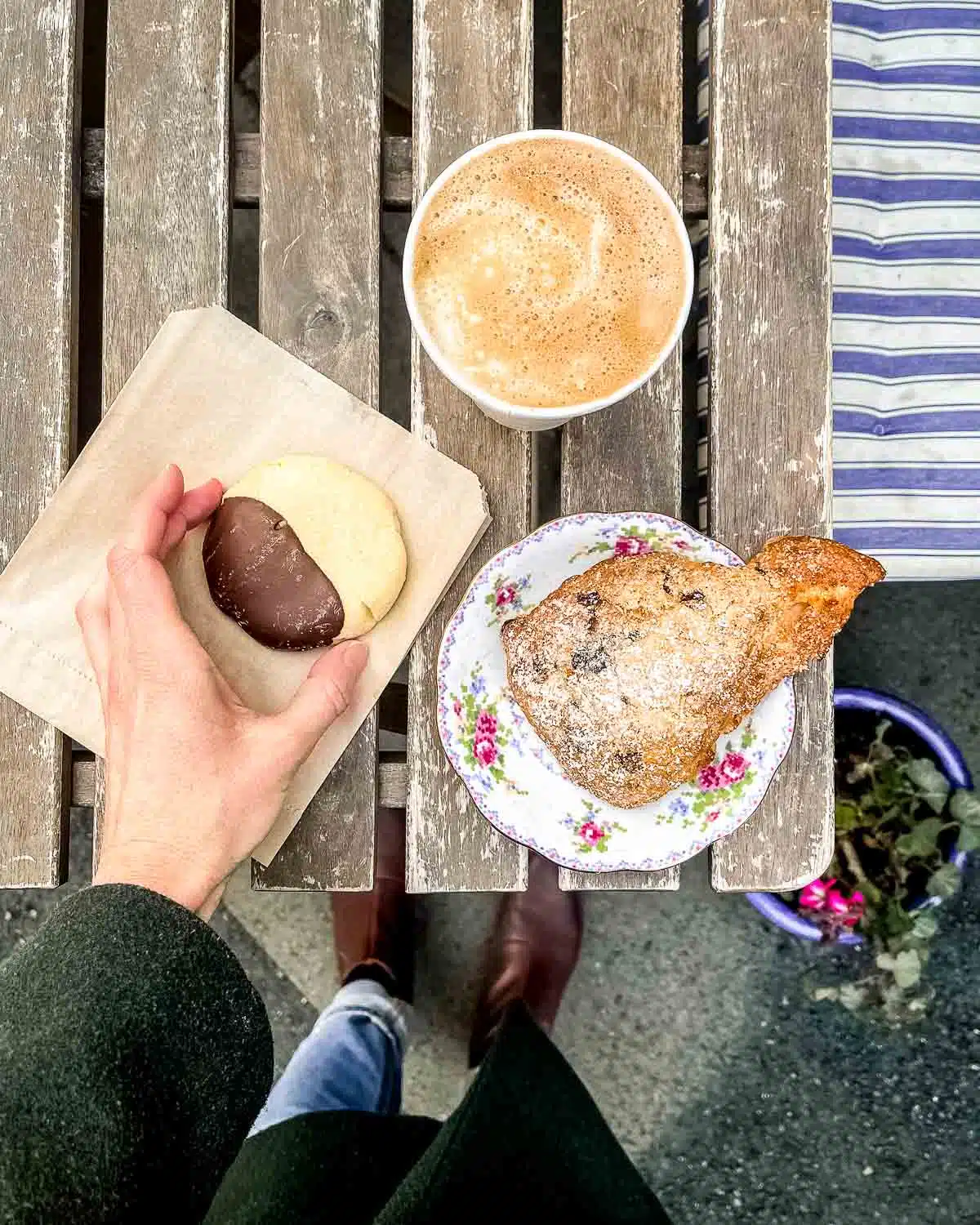 Coffee, shortbread and vegan scone by Hidden Gem, Victoria BC.