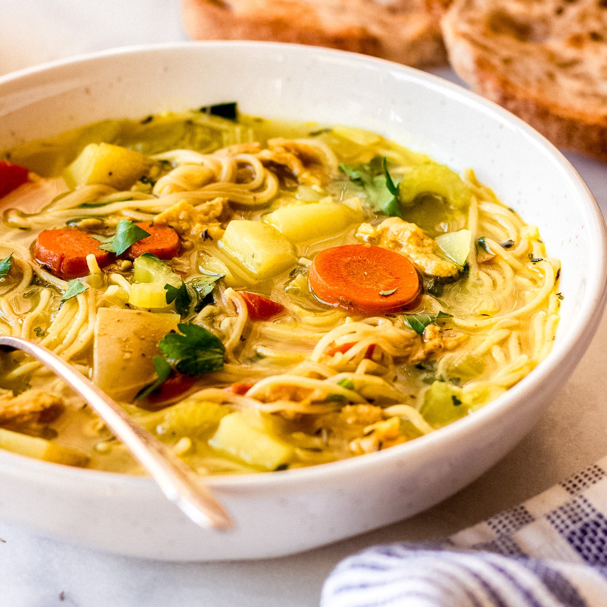 Easy Vegan Chicken Noodle Soup - Courtney's Homestead