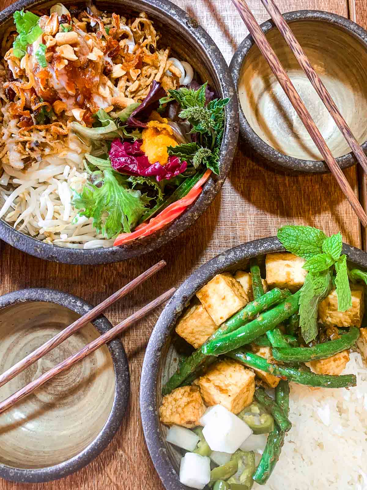 25 Best Vegan Restaurants in Vancouver BC for 2023 - tofu and green beans with peanut noodles by Do Chay
